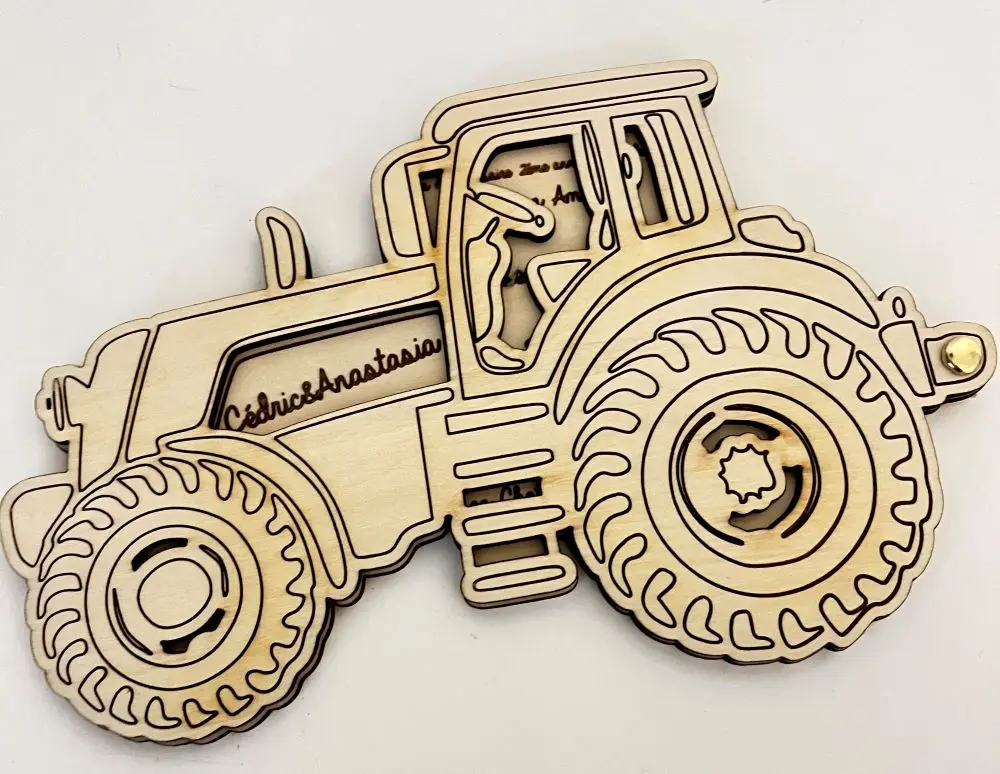 🚜 Carte Annonce Tracteur Personnalisée en Bois – Une annonce champêtre et touchante