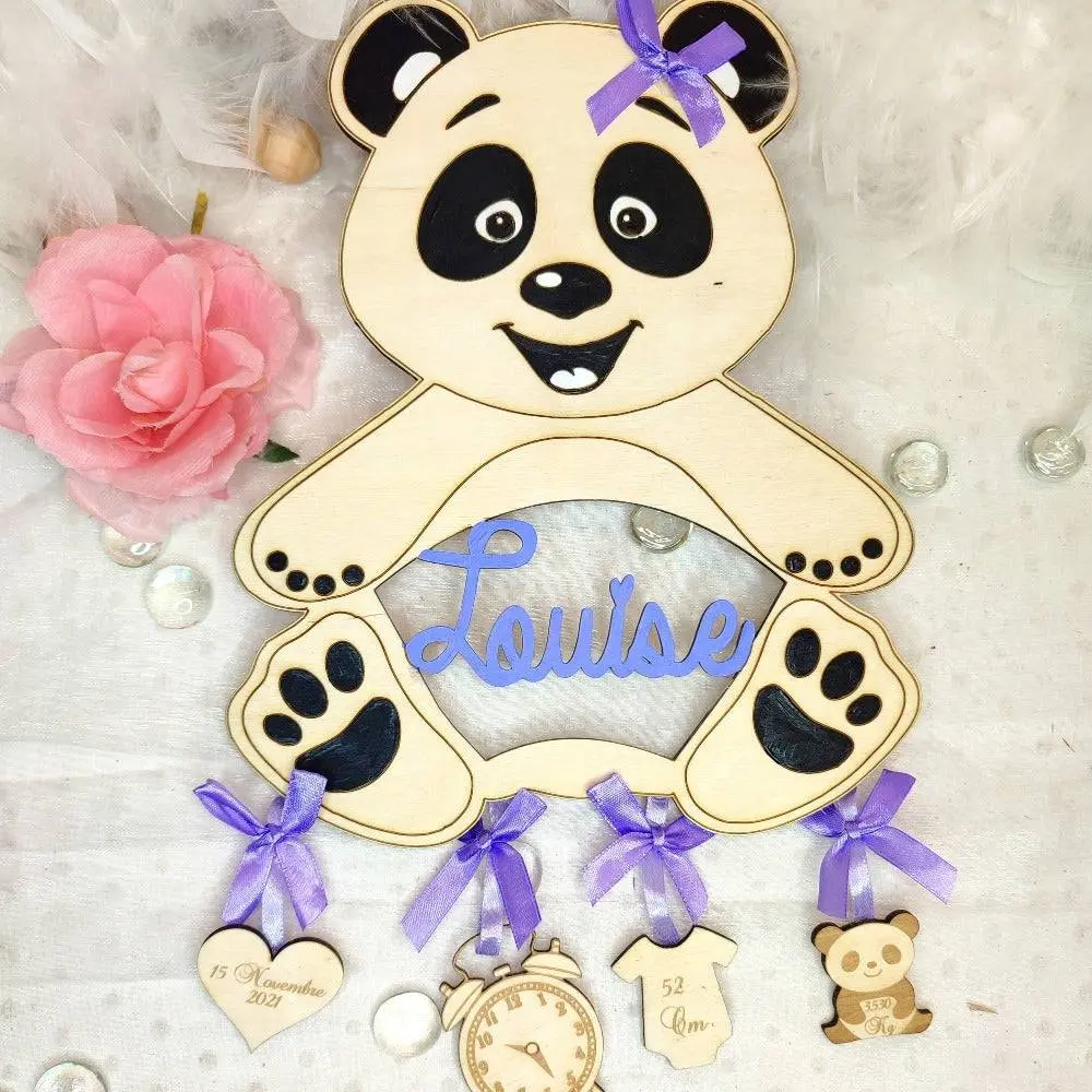 đŒ DĂ©coration panda de naissance personnalisĂ©e â Un compagnon tout doux pour la chambre de bĂ©bĂ© â Image 2