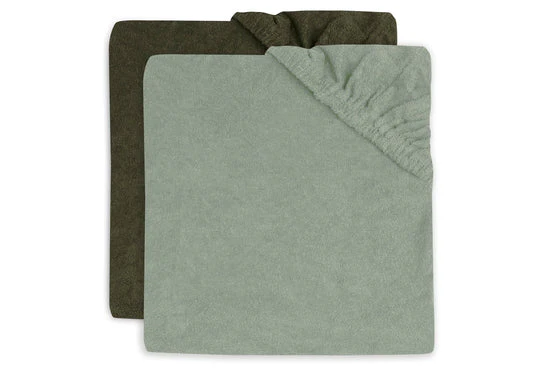 Lot de 2 housses matelas à langer - Vert Forêt/Sauge